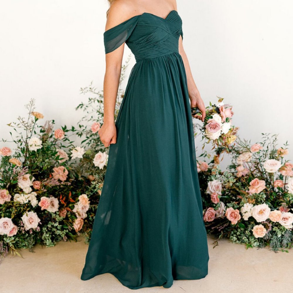 Revelry Kennedy Chiffon Convertible Dress in Classic Emerald 953